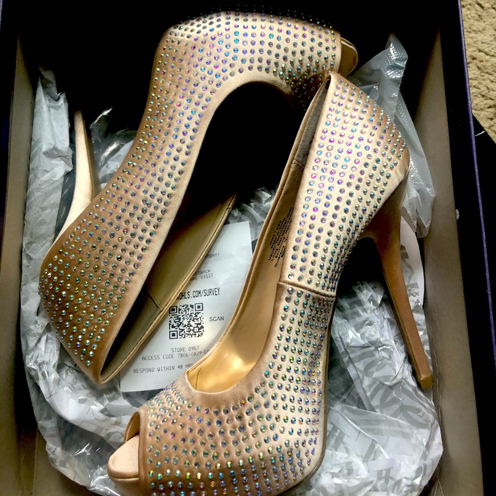 JLo Blingy Blush Platform heels